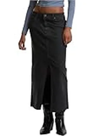 Urban classics Damesrok, high slit denim rok, lange jeansrok met hoge split, maxirok, voor dames, regular fit, , 29