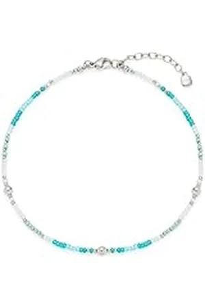 Leonardo Leonardo Jewels Enkelkettinkje Ciao Happy, voetketting van roestvrij staal met kleine Aqua-Turkis-glaskralen, zilver, lengte 24-28 cm, cadeau voor dames, 023859, Eine Grösse, Roestvrij staal, Geen