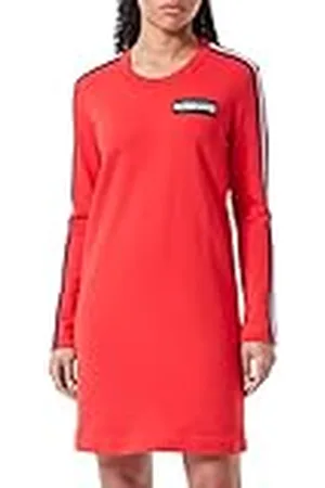 Moschino Dames Regular Fit Lange Mouwen met Striped Tape Along Shoulders Mouwen en Logo Patch Op linkerborst Jurk, , 40