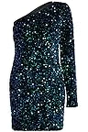 NAEMI Dames One Shoulder mini-jurk 19229184-NA01, BLAUW GROEN meerkleurig, XS, , XS