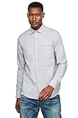 G-Star RAW Heren Shirt Dowl Straight, Wit/Mazarine Blue Oxford C290-b580, S