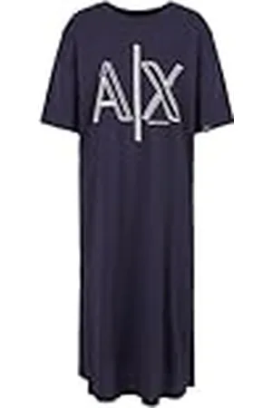 Armani Exchange Vrouwen Sustainable, Big Logo Print, Ronde Hals Casual Jurk, Blauw, XL, , XL