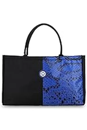 Inter Unisex Borsa Da Spiaggia in Tela con 55x34 cm strand biscione patroon, canvas zomer, reistas, fans - officieel product, zwart-hemelsblauw, , 55x34 cm
