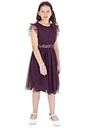 Maya Deluxe Midi-jurk voor meisjes, pailletten, versierd, verjaardagsfeest, franje, korte mouwen, bruidsmeisjes, bruiloft, , 3-4 jaar