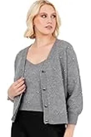Lovedrobe Twinset Dames Lange Mouwen Cardigan Gebreid Tweedelig Vest Tank Top Co-ord Set Diamante Smart Casual Knitwear, 40-42, , 40/42 NL