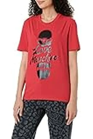 Moschino T-shirt voor dames, regular fit, korte mouwen, met glanzende skateboardprint, , 46