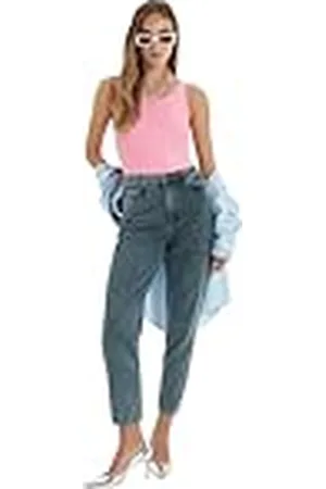 Trendyol Vrouwen Jeans Hoge taille moeder jeans met wassen, , 34
