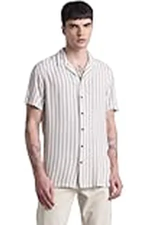 JACK & JONES Jjjeff Resort Stripe Shirt SS Relaxed Shirt, Crockery, S Heren, Crockery, S