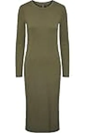 Pieces® Dames PCKYLIE LS O-hals MIDI Dress NOOS jurk, Deep Lichen Green, S