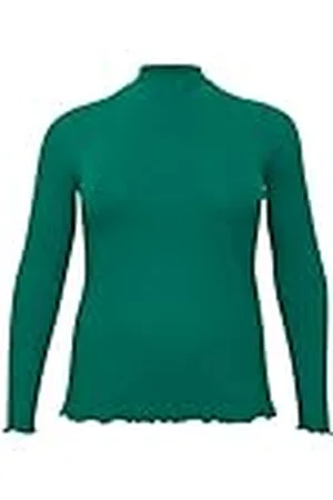 Kaffe Plus-Size T-shirt met lange mouwen voor dames, slim fit, mock nek, rib top, , XL/Meer