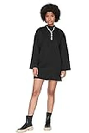 Trendyol Zwarte Coltrui Verhoogde Gebreide Jurk TWOAW23EL00567, , M