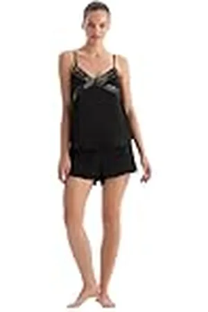 Dagi Dames Black Lace Gedetailleerd Satijn Bride Camisole Suit, 36, , 36