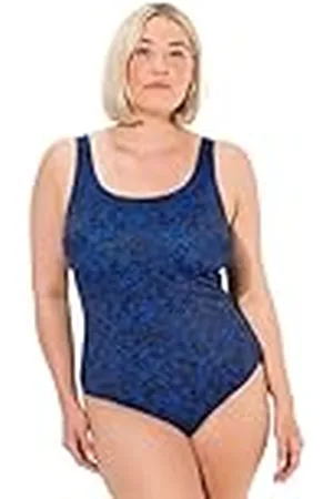 Ulla Popken Dames grote maten grote maten plus size badpak met patroon, zonder softcups, plooien, , 42/44 NL