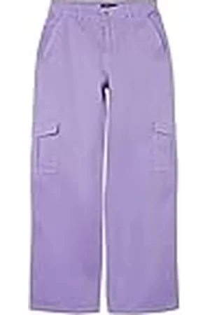 NAME IT Nlfhilse HW Wide Cargo broek voor meisjes en meisjes, Zand verbena. Details: witte stiksels, 152