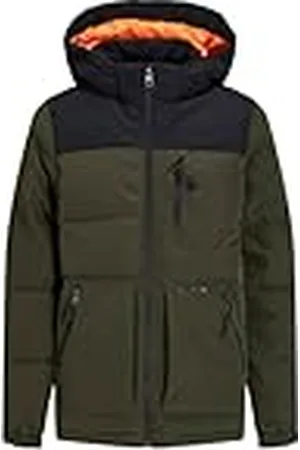JACK&JONES JUNIOR JJEOTTO Puffer Jacket MNI Pufferjack, Rosin/Detail: Black Blocking/Black Print, 104, Rosin/Detail: black Blocking/Black Print, 104 cm
