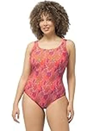 Ulla Popken Dames grote maten, badpak Alice, Softliner, DG, koraal, , 58-60