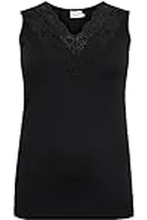Kaffe Plus-Size Tanktop voor dames, mouwloos, slim fit, kanten detail, V-hals, , L