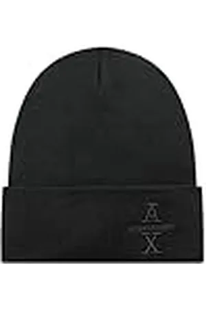 Armani Exchange Heren The Grid, duurzaam, geborduurd logo, beanie muts, , Eén maat