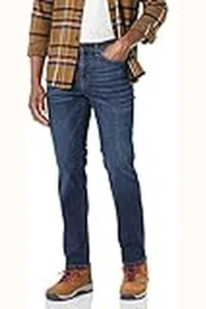 Amazon Heren straight-fit jeans met hoge stretch, donkere was, 30 W x 34 l