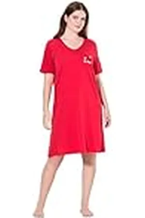Ulla Popken Bigshirt voor dames, hartmotief, V-hals, nachthemd met korte mouwen, , 42-44