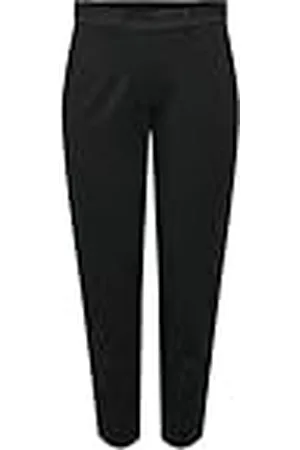 JDY Dames Broek normale pasvorm elastische tailleband zijzakken riemlussen Chino, Colour:Black, Size:XL / 32L, Beenlengte:L32