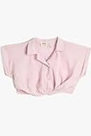 Koton Meisjes Crop Short Sleeve Collar Detail Front Tie Modal Fabric Blouse, , 4-5 Jaar