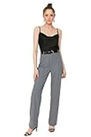 Trendyol High Waist Ribs Stitched Pants Boxershorts voor kinderen en dames, Munt, 30 NL