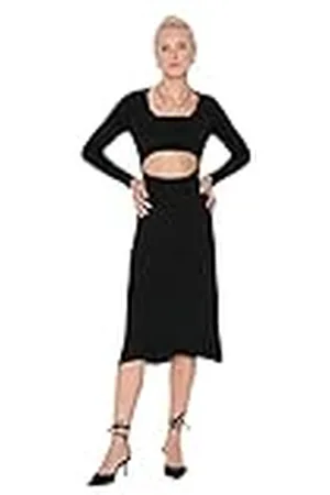 Trendyol Dames dames getailleerde Bodycon vierkante kraag gebreide jurk, , M, , M