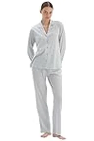 Dagi Dames Lineair Bedrukt Geborduurd Katoen Modal Shirt Broek Pyjama Set, S, , S