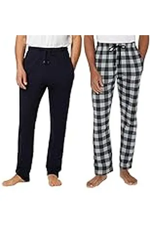 FM London 2-pack Soft Touch Pyjamabroek Heren, Zwart/Geruit, M