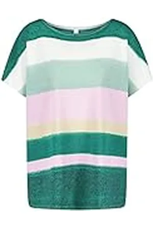 Gerry Weber Damestrui met 1/2 mouw met blokringen, halve mouw, overgesneden schouders, gebreid, shirt, top, body met korte mouwen, gestreept, , 40