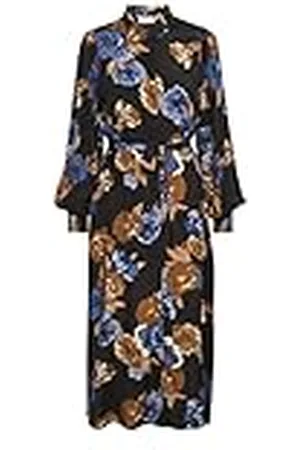 Kaffe Dames T-shirt, Dress Maxi Tie Waist Printed Long Sleeve, , 34