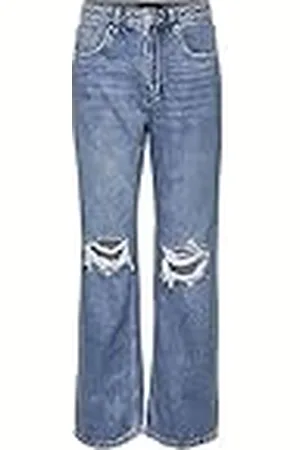 VERO MODA Vrouwelijke Straight Fit Jeans VMKITHY Hoge Taille 2830Medium Blauw Denim