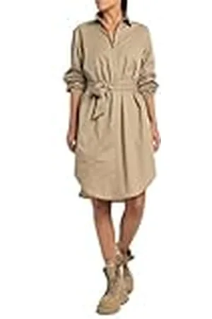 Replay Dames knielange jurk lange mouwen katoen, , M