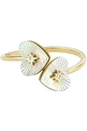 Fossil Dames Radiant Love Gold-Tone Roestvrij Staal Parelmoer Hart Toi Et Moi Ring, JF047347108, Roestvrij staal, Geen edelsteen