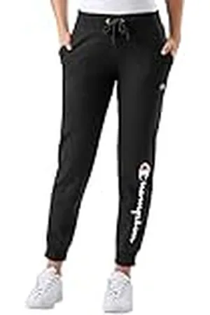 Champion Powerblend Jogger voor dames, Script Logo broek, Zwarte letters, XL