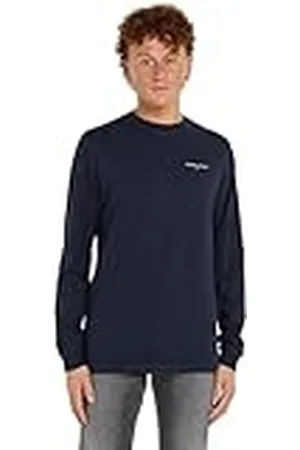 Tommy Hilfiger Slim-fit top van katoen met lange mouwen voor heren, Blauw (Donker Nacht Marine), XS