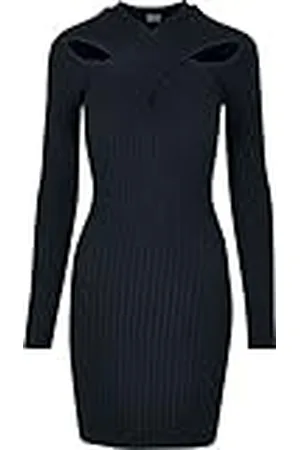 Urban classics Damen Kleid Ladies Crossed Rib Knit Dress black 3XL