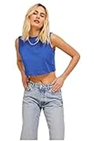 JACK & JONES Jxalvira Slim SL Crop Every Tee JRS Sn Tanktop, Blue Iolite, XS Dames, Blue Iolite, XS