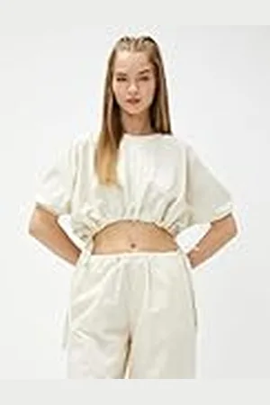 Koton Dames pofmouwen Crew Neck Crop Blouse, , 40