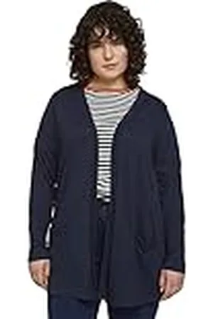 TOM TAILOR Dames Plussize shirt cardigan met zakken 1024898, , 46 Grote maten