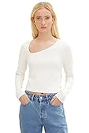 TOM TAILOR Dames Shirt met lange mouwen met asymmetrische hals 1034573, , L