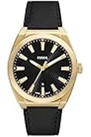Fossil Everett Watch for Men, Quartz movement with Stainless steel or Leather strap Goud- en zilvertint Zwart Zilvertint Grijstint Crimson rood Donkergroen Smaragdgroen Donkergrijs