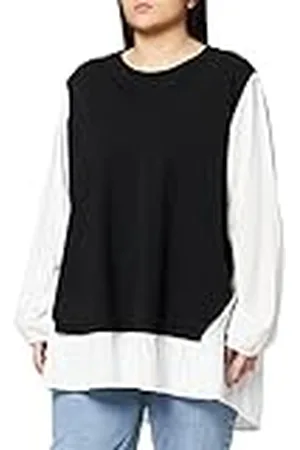 Samoon Blouseshirt voor dames in gelaagde look, lange mouwen, elastische mouwzoom, effen kleuren, , 42
