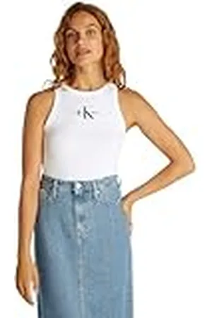 Calvin Klein CK JEANS Dames MONOLOGO RIB TANK TOP J20J225301, , XS, , XS