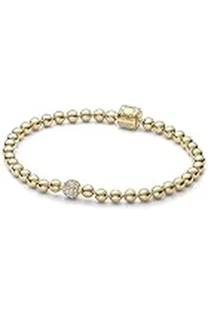 PANDORA Kugeln & Pavé Armband aus Sterling Silber mit 14 Karat vergoldete Metalllegierung, Zirkonia, Größe: 17cm, 568342C01-17