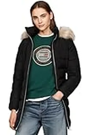 Tommy Hilfiger Dames HERITAGE DOWN TYRA JAS MET FUR WW0WW43234 Puffer Coat, Zwart, S, , S