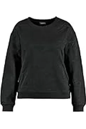 Samoon Sweatshirt voor dames met koordapplicatie, lange mouwen, manchetten in effen kleuren, , 44 Grote maten