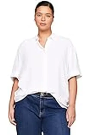Tommy Hilfiger Dames CRV Essential Fluid Ss Shirt Casual Shirts, Wit, 48, , 48