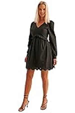 NA-KD Anglaise jurk met pofmouwen voor dames, casual, , 34